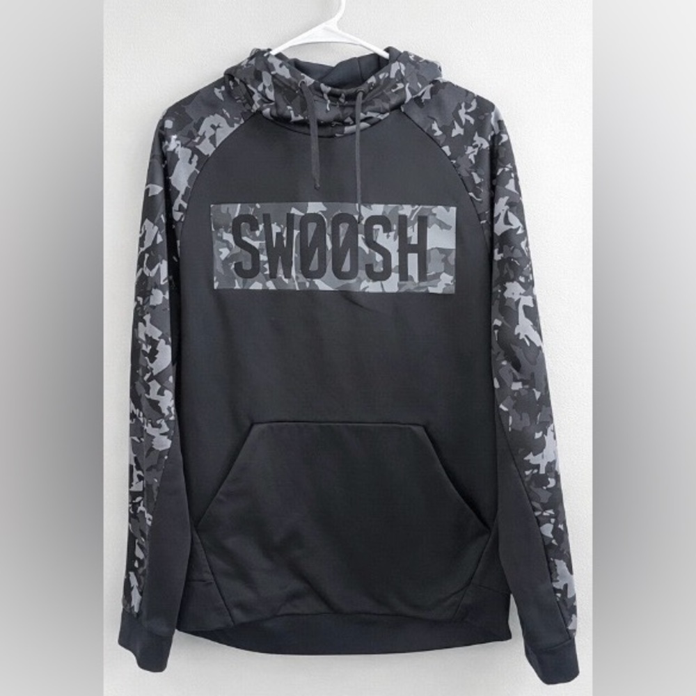 Nike Black Camo “SWOOSH” Hoodie with Gray Camouflage Sleeves